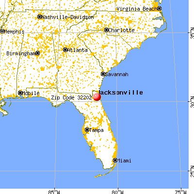 Jacksonville, FL (32202) map from a distance