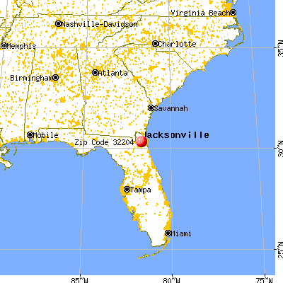 Jacksonville, FL (32204) map from a distance