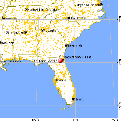 Jacksonville, FL (32215) map from a distance
