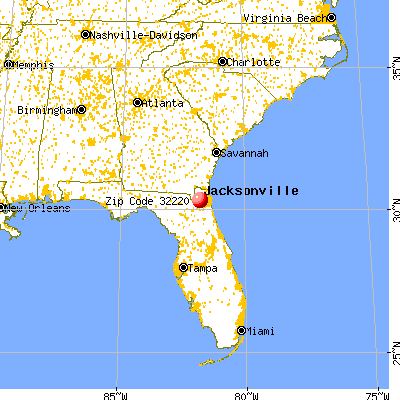Jacksonville, FL (32220) map from a distance