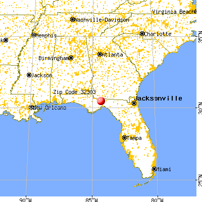 Tallahassee, FL (32303) map from a distance