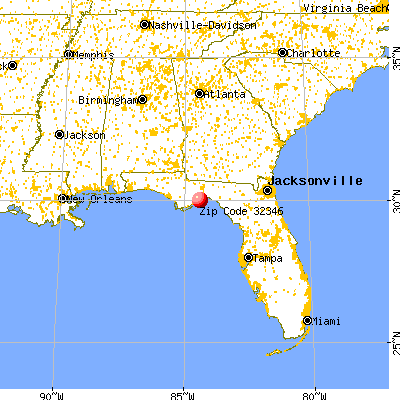 Panacea, FL (32346) map from a distance