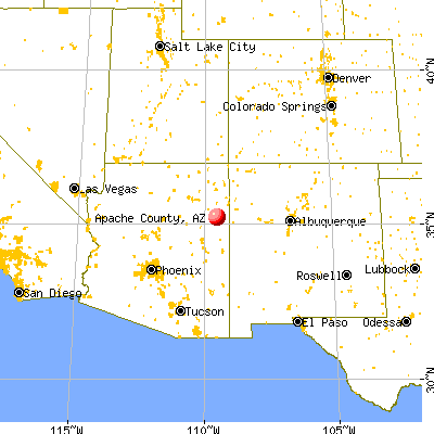 Apache County, AZ map from a distance