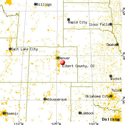 Elbert County, CO map from a distance