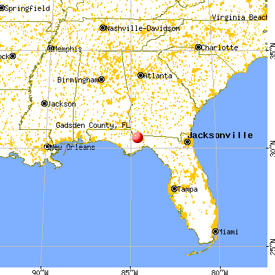 Gadsden County, FL map from a distance