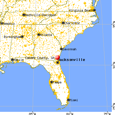 Camden County, GA map from a distance