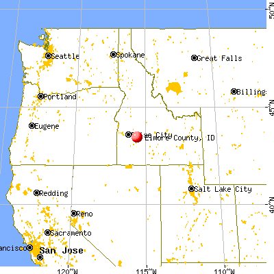 Elmore County, ID map from a distance