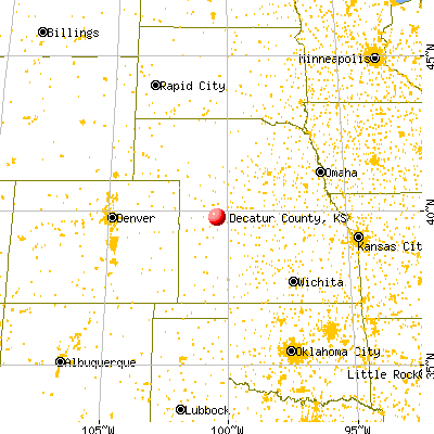 Decatur County, KS map from a distance