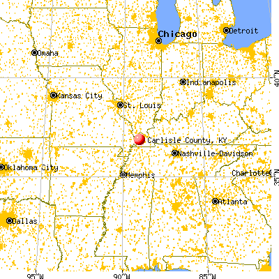 Carlisle County, KY map from a distance