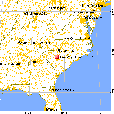 Fairfield County, SC map from a distance