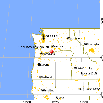 Klickitat County, WA map from a distance