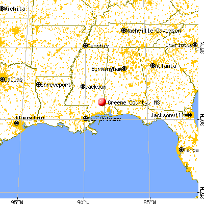 Greene County, MS map from a distance