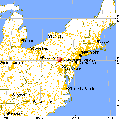 Cumberland County, PA map from a distance