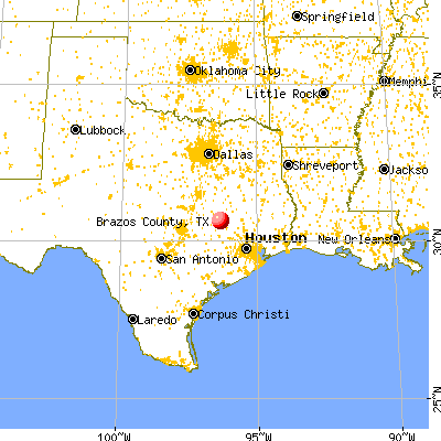 Brazos County, TX map from a distance
