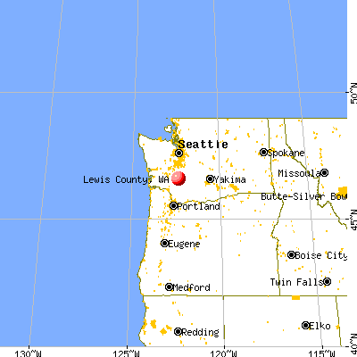 Lewis County, WA map from a distance