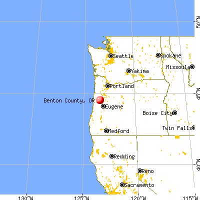 Benton County, OR map from a distance