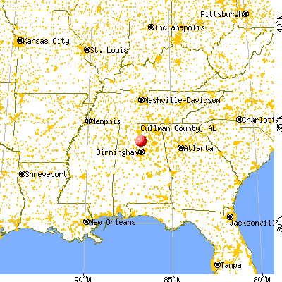 Cullman County, AL map from a distance