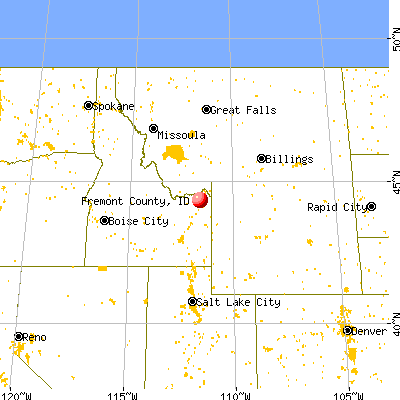 Fremont County, ID map from a distance