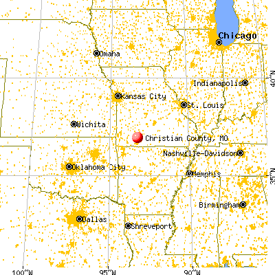 Christian County, MO map from a distance