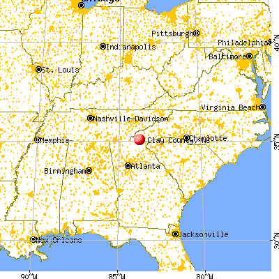 Clay County, NC map from a distance