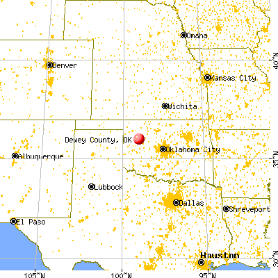 Dewey County, OK map from a distance