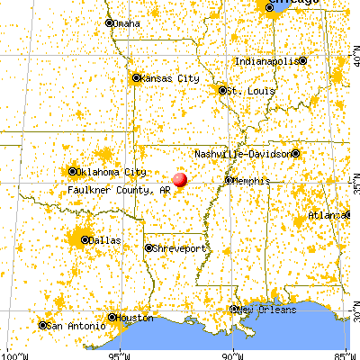 Faulkner County, AR map from a distance