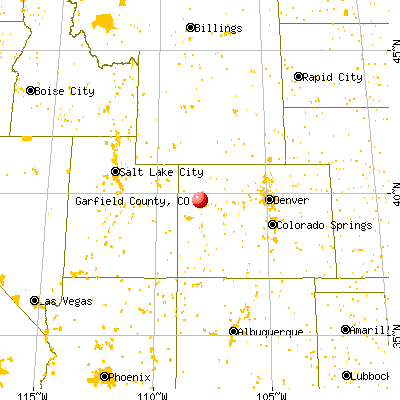 Garfield County, CO map from a distance