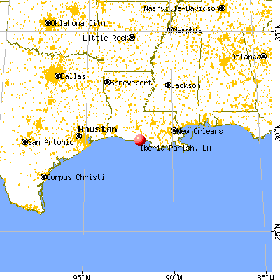 Iberia Parish, LA map from a distance