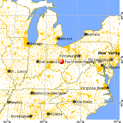 Fairfield County, OH map from a distance