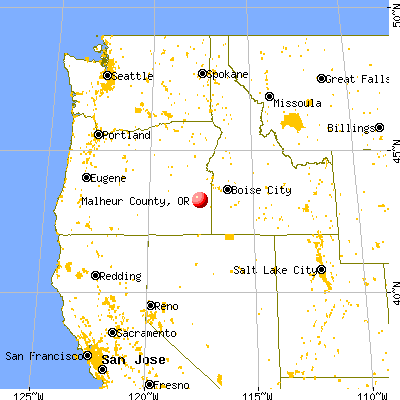 Malheur County, OR map from a distance
