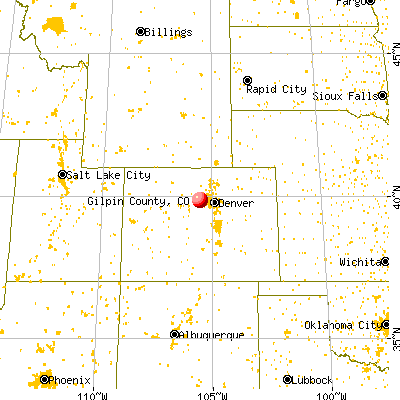 Gilpin County, CO map from a distance