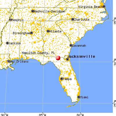 Hamilton County, FL map from a distance