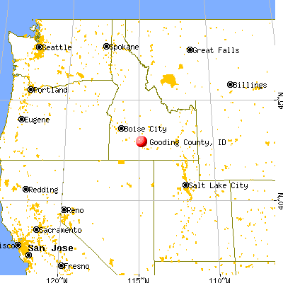 Gooding County, ID map from a distance
