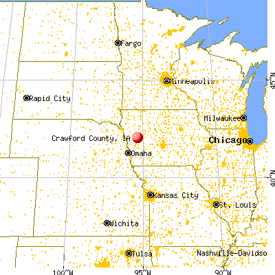 Crawford County, IA map from a distance