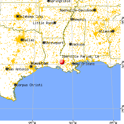 Iberville Parish, LA map from a distance