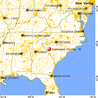 Greenwood County, SC map from a distance