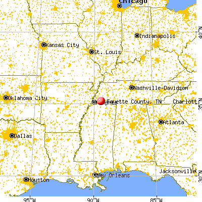 Fayette County, TN map from a distance