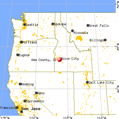 Ada County, ID map from a distance