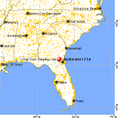 Charlton County, GA map from a distance