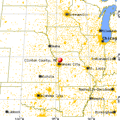 Clinton County, MO map from a distance