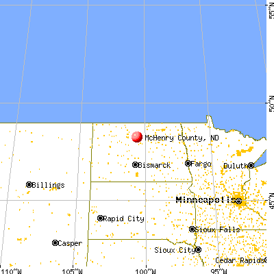 McHenry County, ND map from a distance