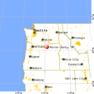 Morrow County, OR map from a distance