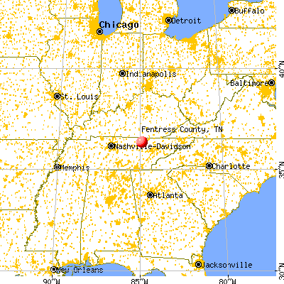 Fentress County, TN map from a distance