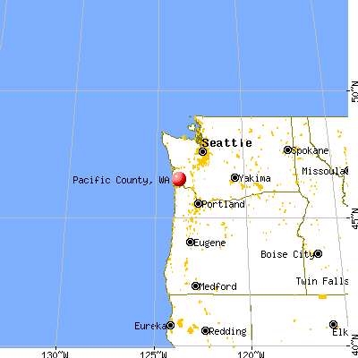 Pacific County, WA map from a distance