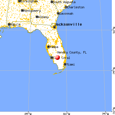 Hendry County, FL map from a distance