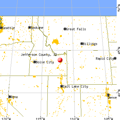 Jefferson County, ID map from a distance