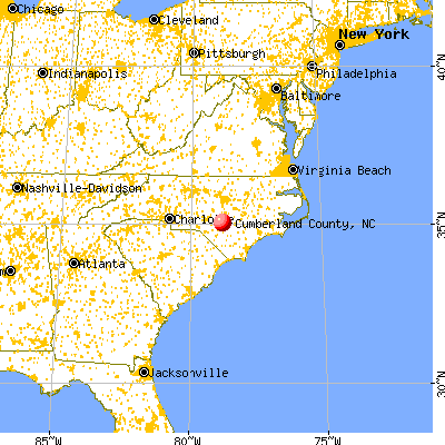 Cumberland County, NC map from a distance