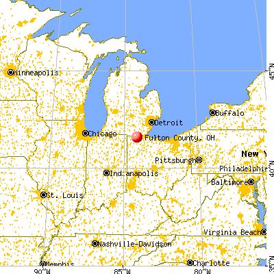 Fulton County, OH map from a distance