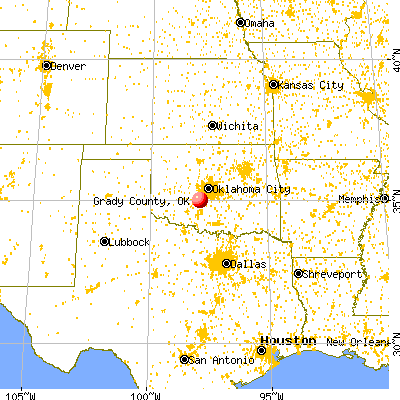Grady County, OK map from a distance