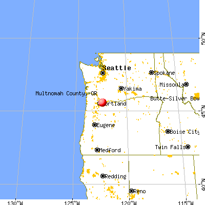Multnomah County, OR map from a distance